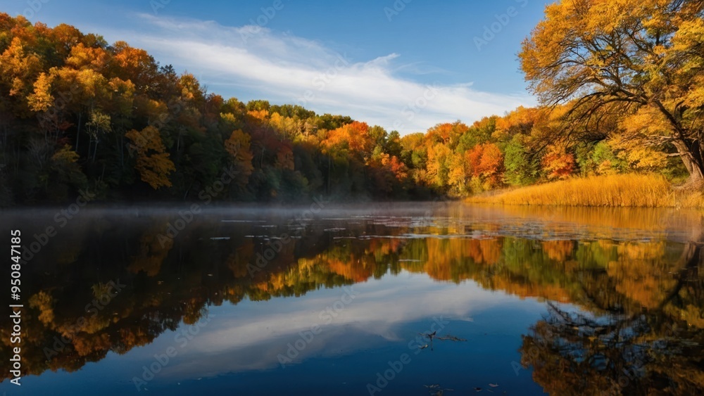 Autumn Serenity: Reflections of a Golden Dawn Autumn Serenity: Reflections of a Golden Dawn