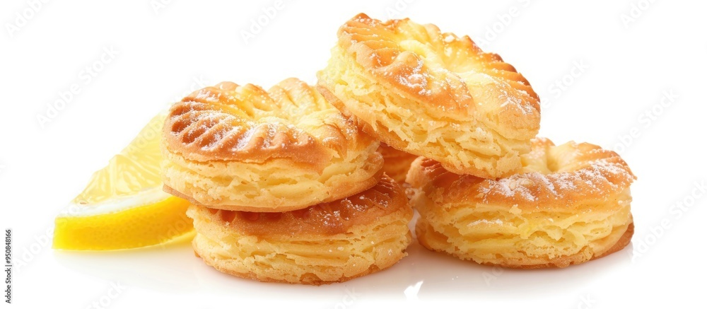 Biscuits With Lemon Souffle Isolated On White Background Biscuits With Lemon Souffle Isolated On White Background