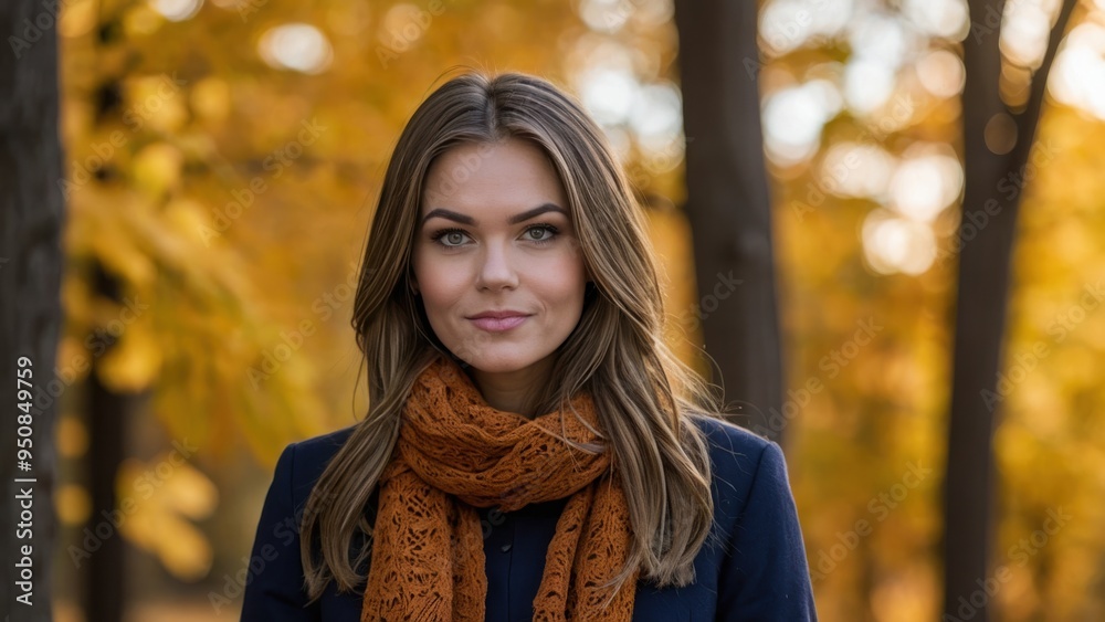 Autumn Elegance: A Warm Smile Amidst Golden Leaves Autumn Elegance: A Warm Smile Amidst Golden Leaves