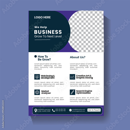 a template of A4 flyer, corporate business flyer template design set with, colorful business proposal, promotion, advertise, publication, cover page, modern business flyer template.
 photo