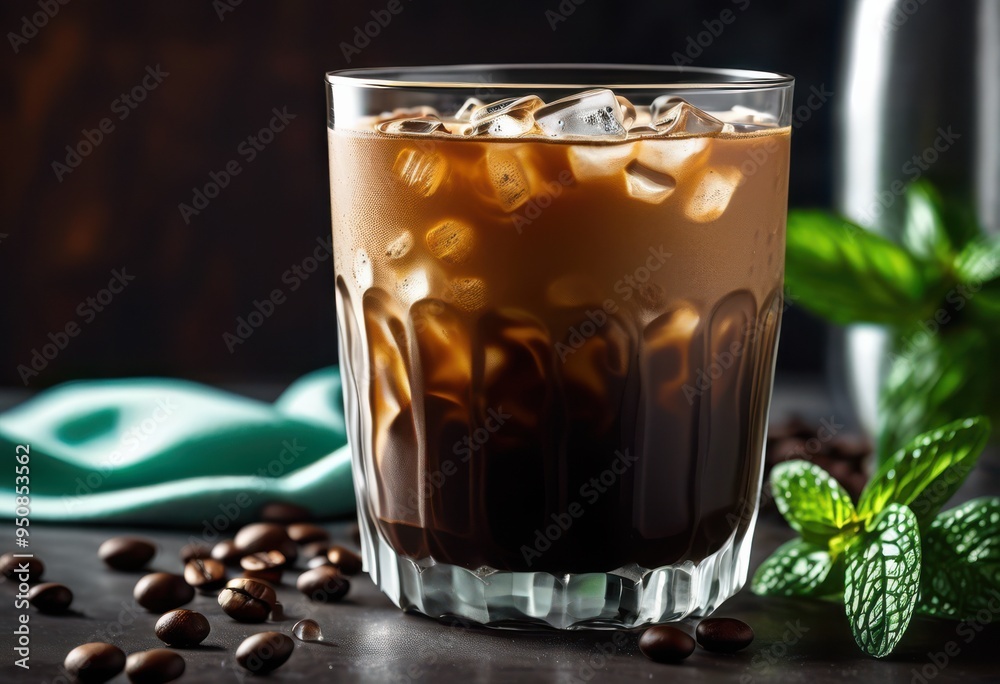 iced coffee served modern glass featuring visible condensation refreshing look, cold, brew, beverage, drink, espresso, chilled, latte, frosty, refreshment iced coffee served modern glass featuring visible condensation refreshing look, cold, brew, beverage, drink, espresso, chilled, latte, frosty, refreshment
