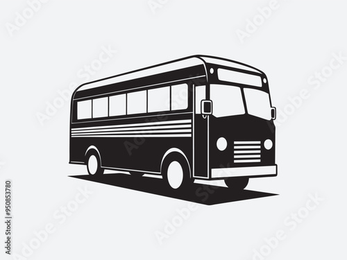 Black bus silhouette vector art illustration, 