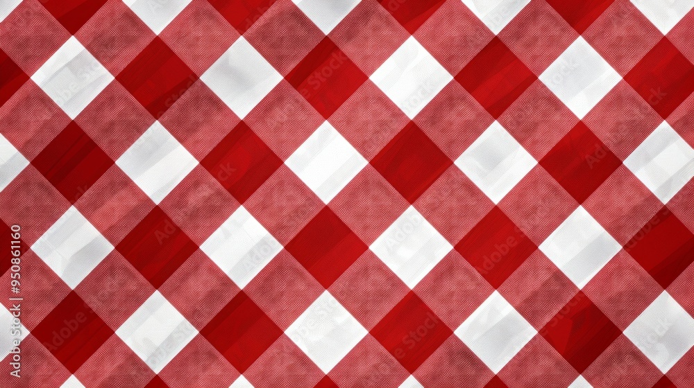 A vibrant red and white checkered pattern fills the frame. This classic design evokes feelings of warmth and nostalgia. Perfect for table settings, picnics, and country themes. AI A vibrant red and white checkered pattern fills the frame. This classic design evokes feelings of warmth and nostalgia. Perfect for table settings, picnics, and country themes. AI