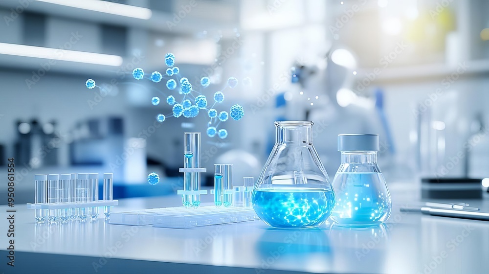 A high-resolution image of a laboratory setup where scientists are testing various antibiotics on different bacterial strains A high-resolution image of a laboratory setup where scientists are testing various antibiotics on different bacterial strains