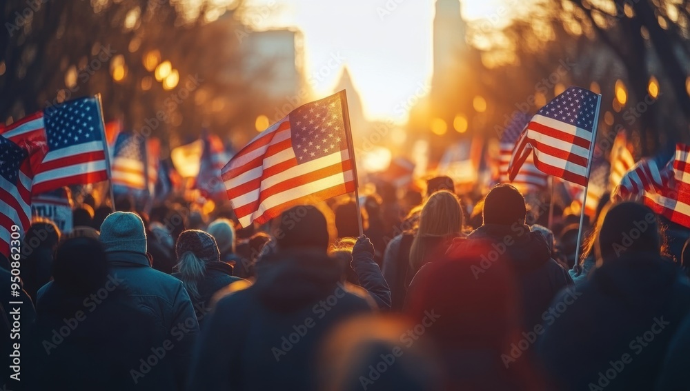 cold tones, Background blur of crowd at political rally in the United ...