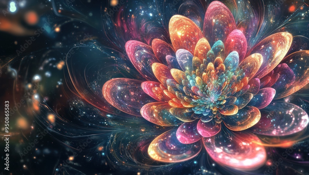 A beautiful fractal flower with an array of colors and intricate detail A beautiful fractal flower with an array of colors and intricate detail