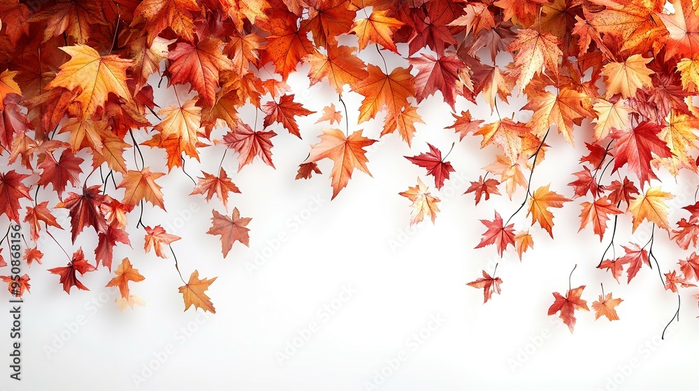 Fototapeta premium Autumn Maple Leaves Falling on White Background