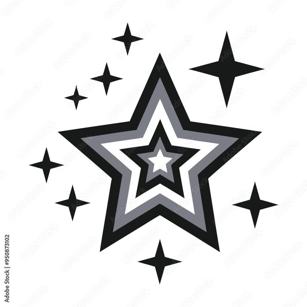 Set of stars icon, star symbol collection, black and white color, vector Set of stars icon, star symbol collection, black and white color, vector