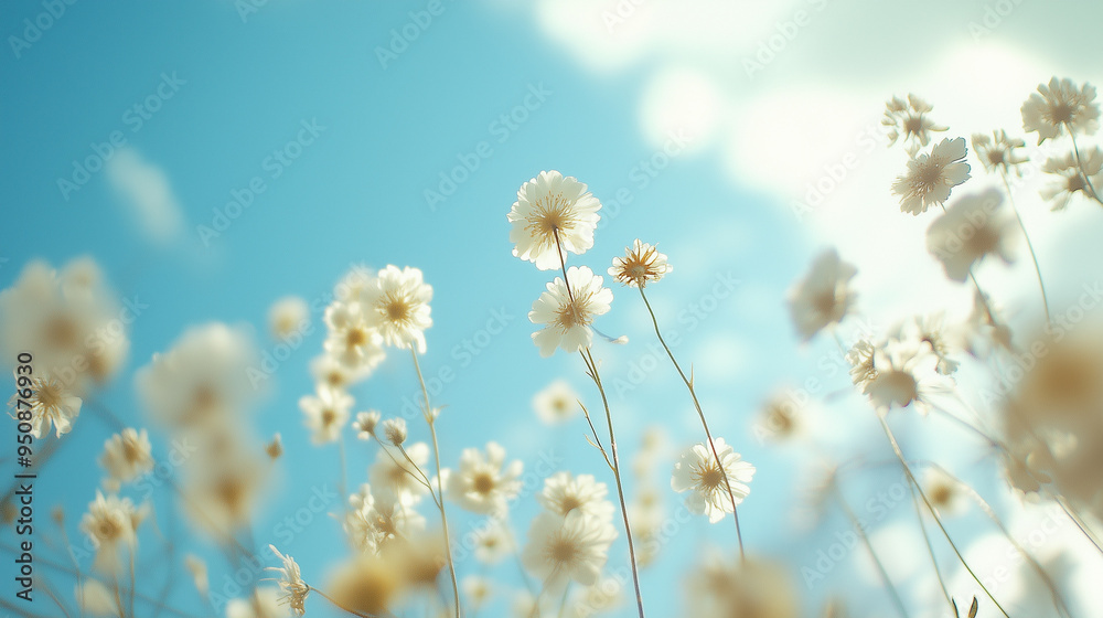 baptism sky, light sky sunlight , field of daisies