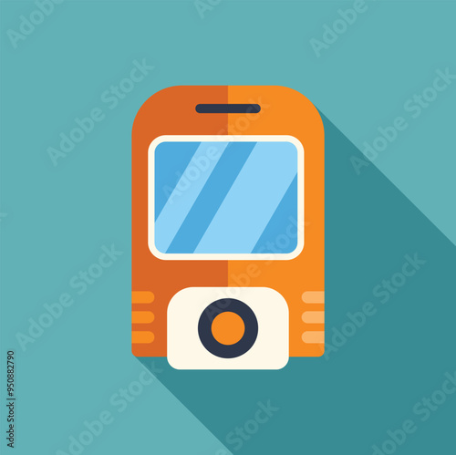Simple icon of an orange train wagon, representing public transportation and urban commuting