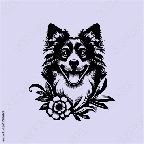black and white HEAD dog vector