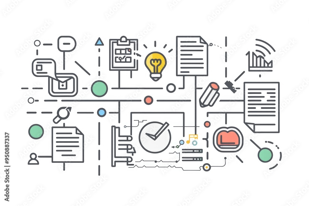 Illustration of a step-by-step business process flowchart Illustration of a step-by-step business process flowchart