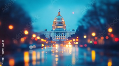 USA Capitol building at night photo