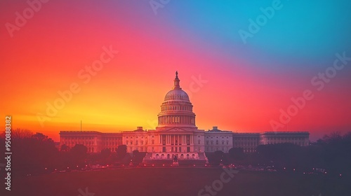 USA Capitol building at sunset