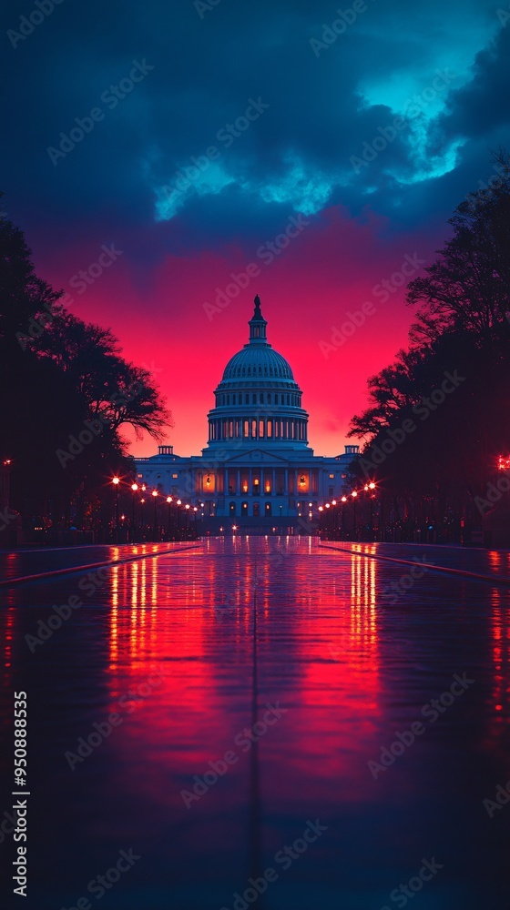 Fototapeta premium USA Capitol building at sunset