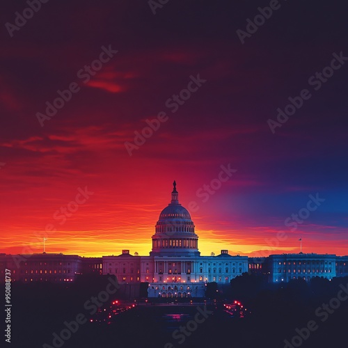 Background with USA Capitol building