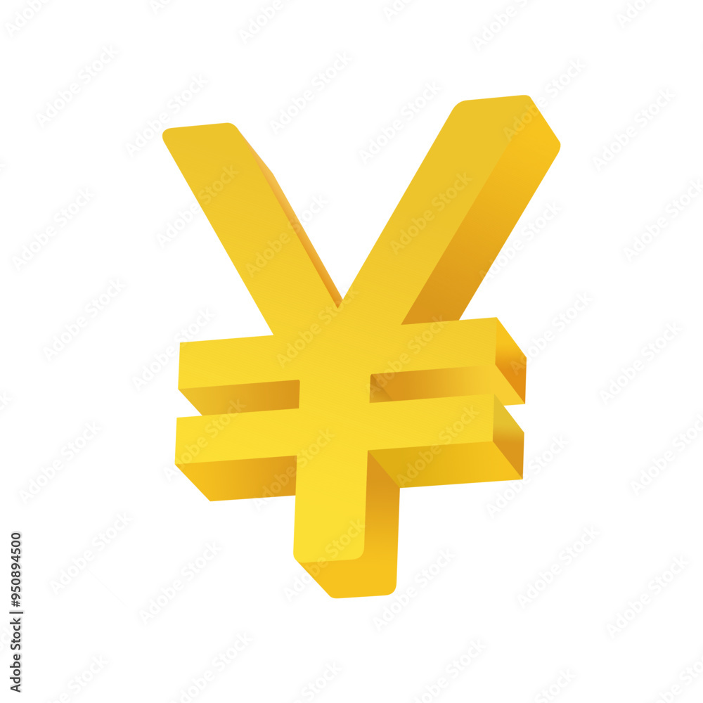 Golden 3D shape of Japan's Yen currency logo. Embossed Yen Japan icon. Golden 3D shape of Japan's Yen currency logo. Embossed Yen Japan icon.