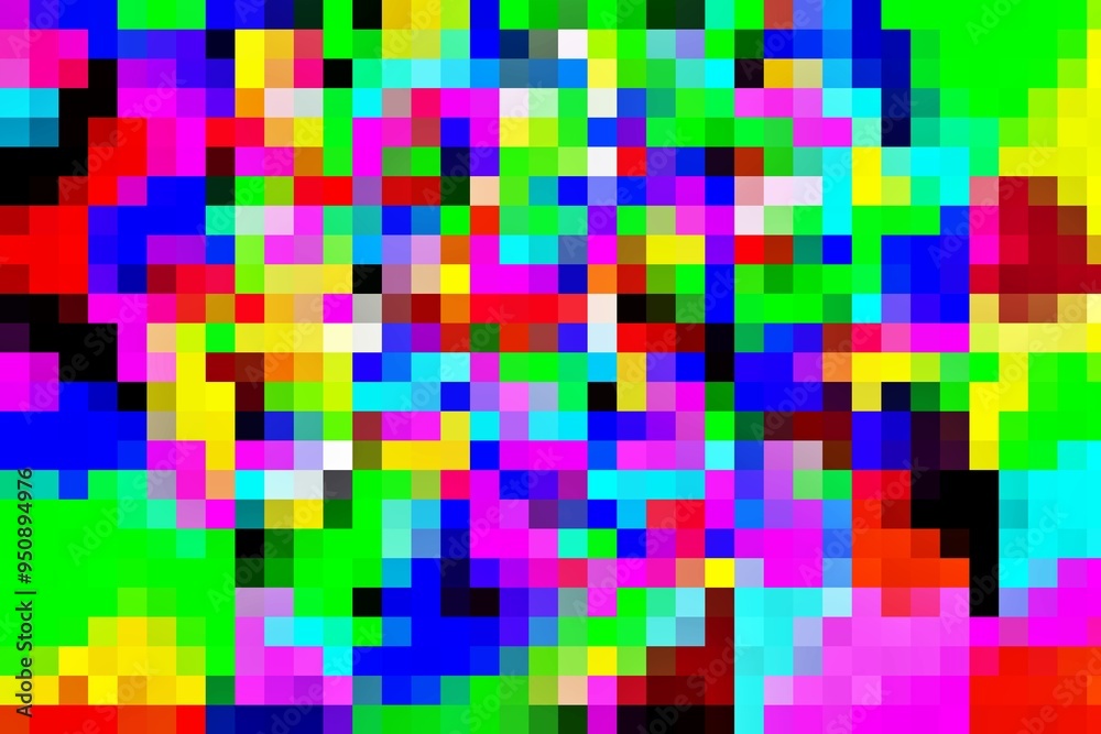 A colorful pixelated image with a rainbow of colors. The image is a collage of different colored squares, creating a vibrant and lively atmosphere A colorful pixelated image with a rainbow of colors. The image is a collage of different colored squares, creating a vibrant and lively atmosphere