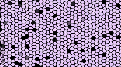 A purple background with black and white dots