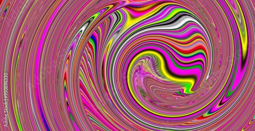A colorful swirl of pink, yellow, and green. The colors are bright and vibrant, creating a sense of energy and movement. The swirl seems to be in motion, as if it is dancing or swirling around