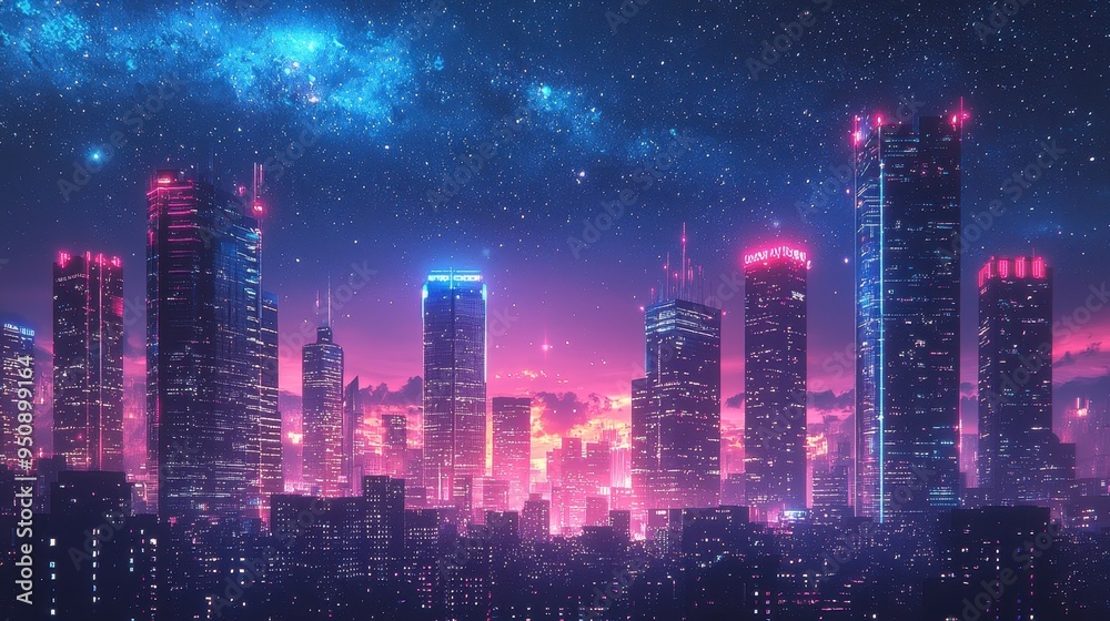 Glittering Metropolis Under Starry Skies
