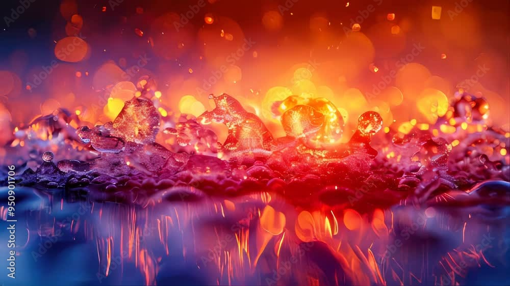 Dynamic image of ice blocks melting with flames Dynamic image of ice blocks melting with flames