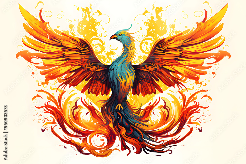 Obraz premium vintage style illustrated phoenix, mystical phoenix
