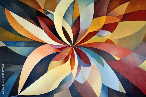 Wallpaper Mural Abstract painting with curved shapes and vibrant colors Torontodigital.ca