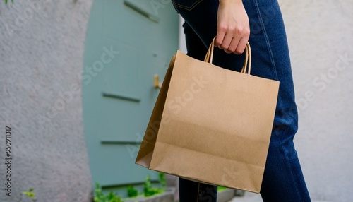 Obraz na płótnie person holding a paper shopping bag w salonie
