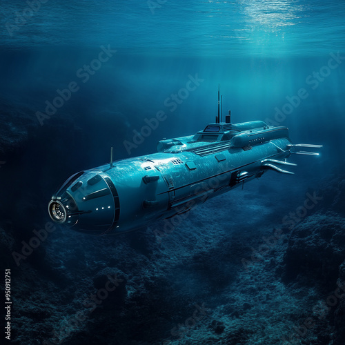 Wallpaper Mural Pioneering the Depths: Autonomous Submarine's Deep-Sea Dive Torontodigital.ca