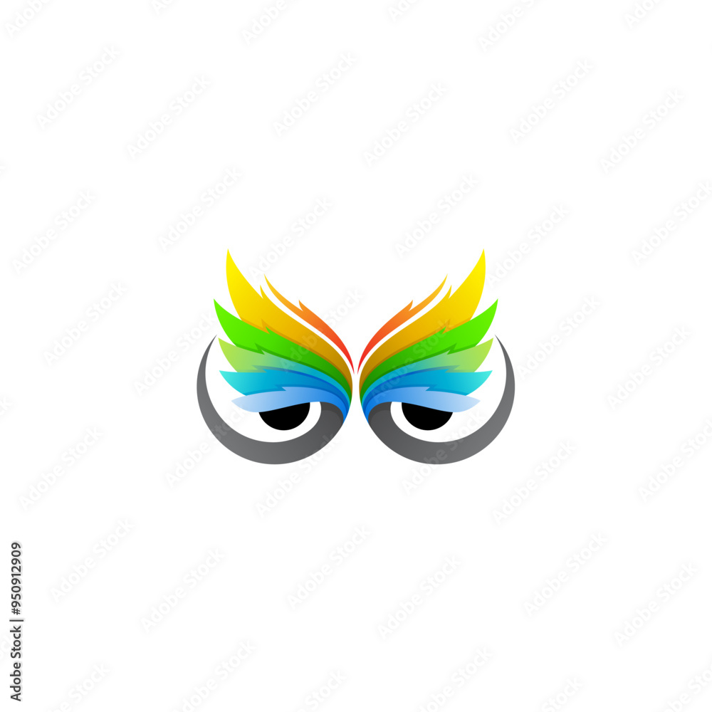 Obraz premium icon of an owl's eyes with a sharp gaze, 3d colorful