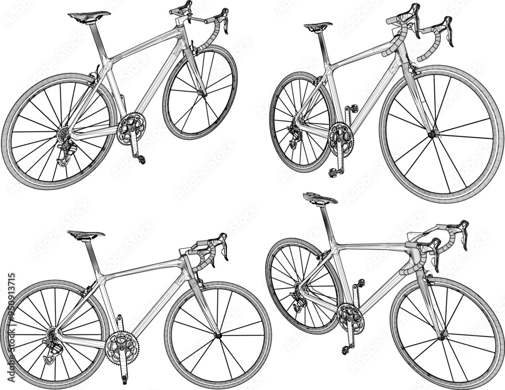 Obraz premium Vector sketch illustration silhouette design image of racing bike for long journey touring