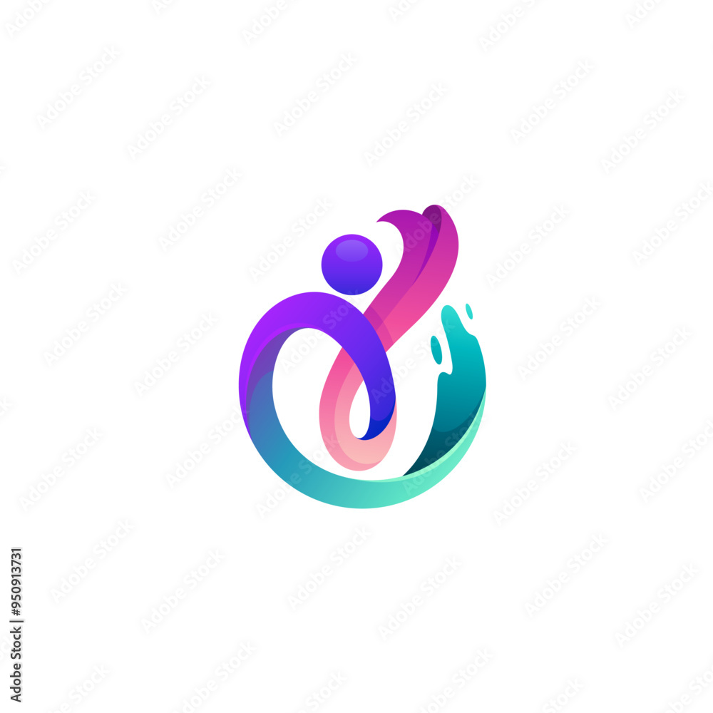 People care logo, social icon with person logo inside circle People care logo, social icon with person logo inside circle