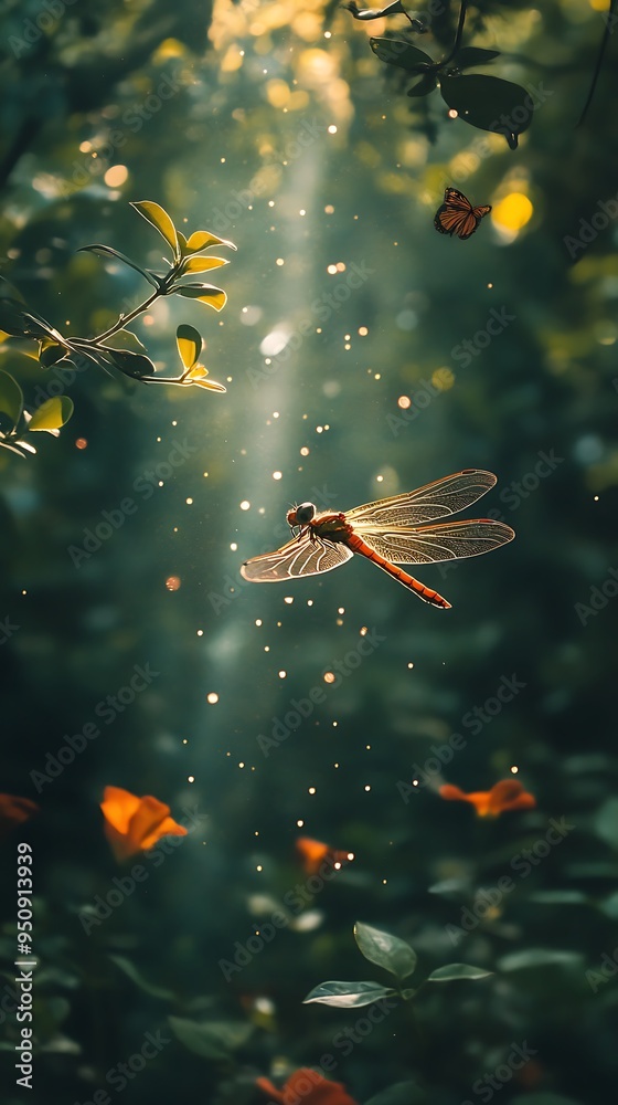 dragonfly flying in forest cinematic lighting dragonfly flying in forest cinematic lighting