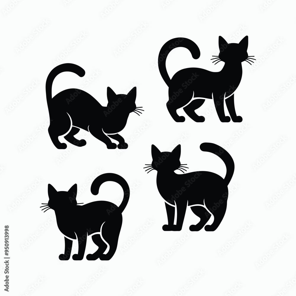 Russian Blue Cat Breed Silhouette Vector Set Animals Illustration Russian Blue Cat Breed Silhouette Vector Set Animals Illustration