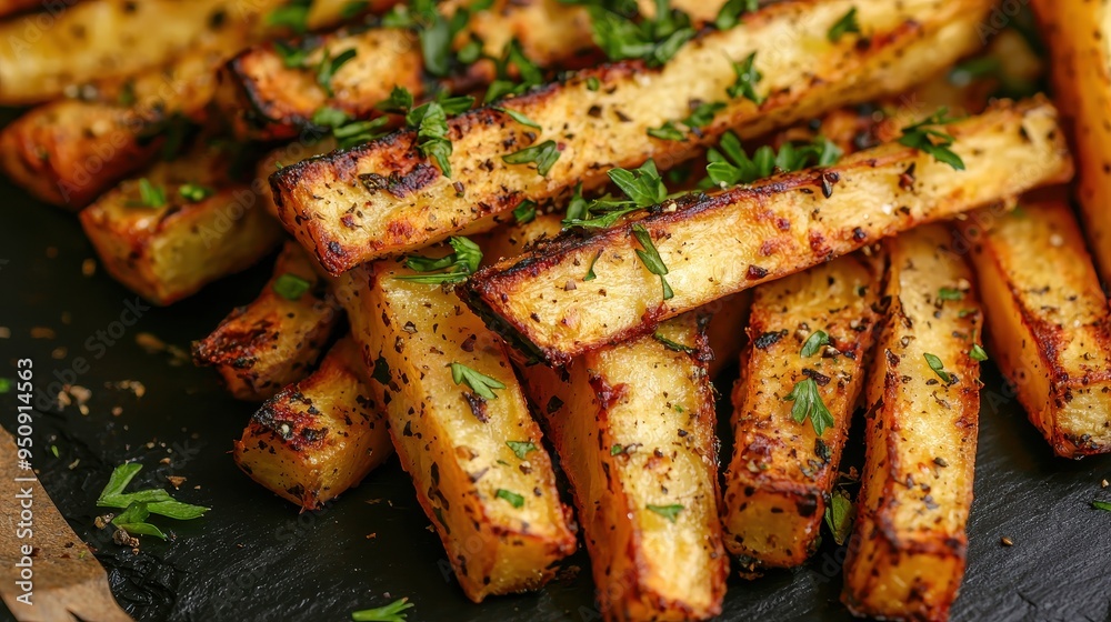Crispy Golden Brown Baked Potato Wedges with Herbs Crispy Golden Brown Baked Potato Wedges with Herbs