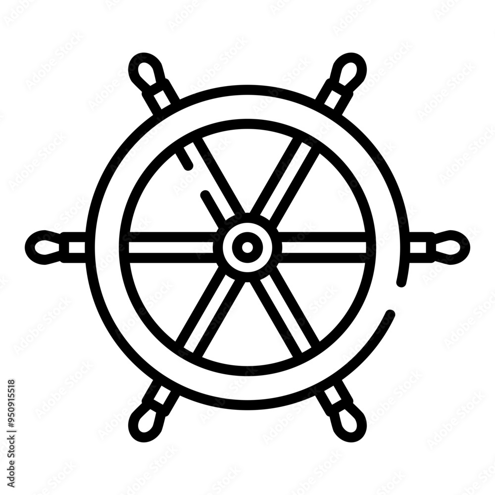 Ship's wheel black line icon