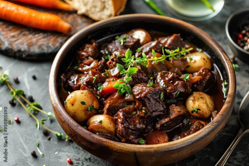 a bowl of Beef Burgundy a bowl of Beef Burgundy