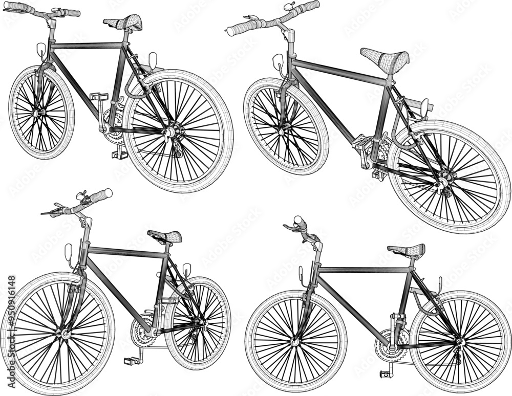 Obraz premium Vector sketch illustration silhouette design image of sport bike for casual cycling with safety lock