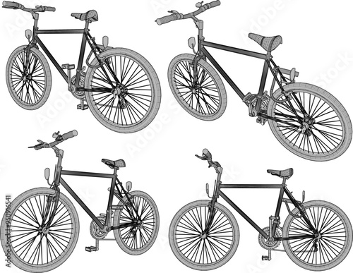 Vector sketch illustration silhouette design image of sport bike for casual cycling with safety lock