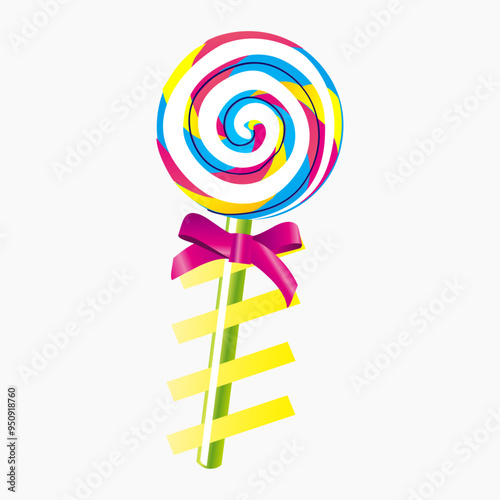 Round lollipop on a stick Cartoon vector illustration
