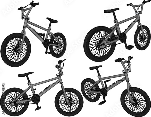 Vector sketch illustration silhouette design image of young man bicycle for freestyle