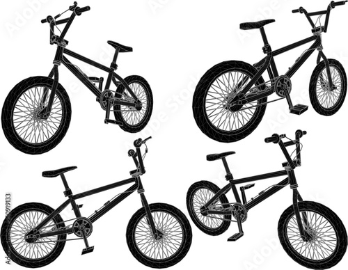Vector sketch illustration silhouette design image of young man bicycle for freestyle 