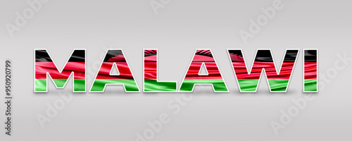 Malawi Text Effect. Fill with Malawi Flag. Isolated On White Background. Flag, Text, Effect, Vector, Isolated, Background