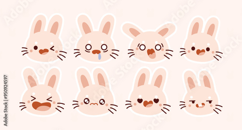 Cute Bunny Rabbit Expression Illustration Character Collection