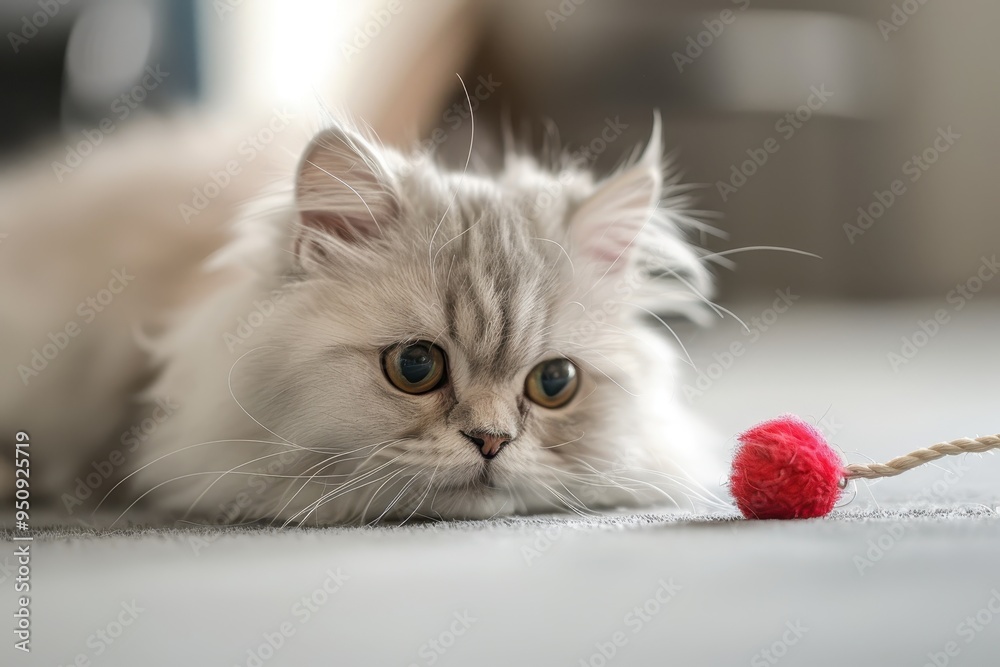 Obraz premium Adorable Persian kitty enjoying toy