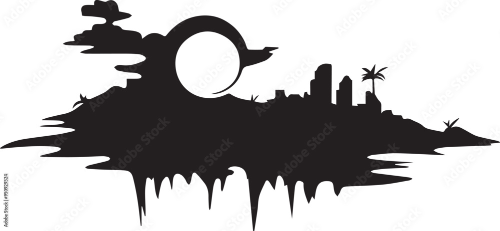 Fototapeta premium Silhouette of hot temperature vector, silhouette of city skyline vector
