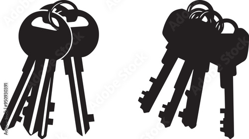Silhouette of bunch of keys vector icon