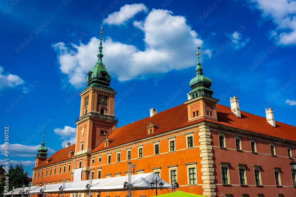 Fototapeta premium Royal Palace in historic Warsaw city center, Poland, July, 2024.
