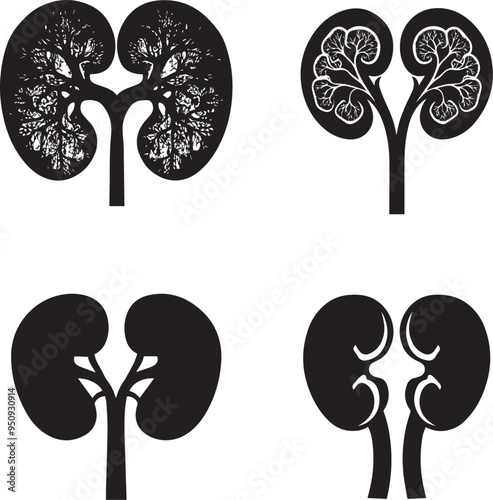 Vector silhouette of human kidneys